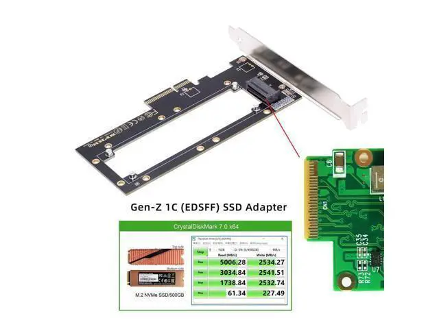 Alt view image 3 of 7 - Vszerda PCI-E4.0 4X Host Converter to EDSFF GEN-Z NVMe Ruler 1U E1.S 5.9mm 8.0mm Thickness Short SSD Carrier Adapter