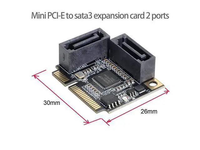 Alt view image 2 of 7 - Vszerda Mini PCI-E PCI Express to SATA 3.0 Dual Ports Adapter Converter Hard Drive Extension Card