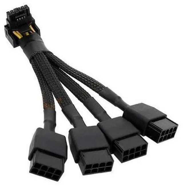 Main image of Vszerda 12VHPWR 16 Pin 12+4 pin GPU Cable to 4X 8 Pin PCIe 5.0 Extension 90 Degree Angle Sleeved Adapter for GeForce RTX 4090 4080 4070Ti 3090Ti Graphic Card 5.9-inch (Type A)