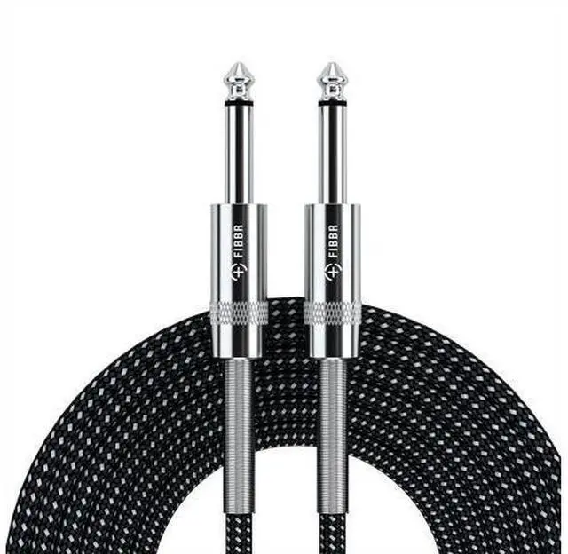 Main image of FIBBR Guitar Cable 3FT Professional Instrument Cable 1/4 inch TS Straight to Straight Electric Guitar Bass AMP Cord for Guitar, Bass, Mandolin, Keyboard, Pro Audio - Nylon Braided (Black)