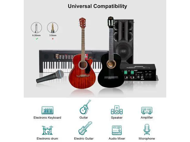 Alt view image 3 of 7 - FIBBR Guitar Cable 3FT Professional Instrument Cable 1/4 inch TS Straight to Straight Electric Guitar Bass AMP Cord for Guitar, Bass, Mandolin, Keyboard, Pro Audio - Nylon Braided (Black)