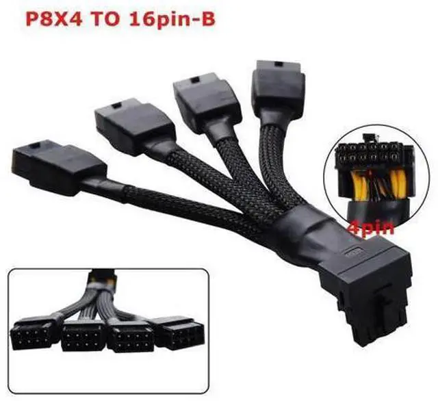 Alt view image 3 of 4 - Vszerda 12VHPWR 16 Pin 12+4 pin GPU Cable to 4X 8 Pin PCIe 5.0 Extension 90 Degree Angle Sleeved Adapter for GeForce RTX 4090 4080 4070Ti 3090Ti Graphic Card 5.9-inch (Type A)