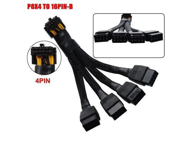 Alt view image 4 of 4 - Vszerda 12VHPWR 16 Pin 12+4 pin GPU Cable to 4X 8 Pin PCIe 5.0 Extension 90 Degree Angle Sleeved Adapter for GeForce RTX 4090 4080 4070Ti 3090Ti Graphic Card 5.9-inch (Type A)