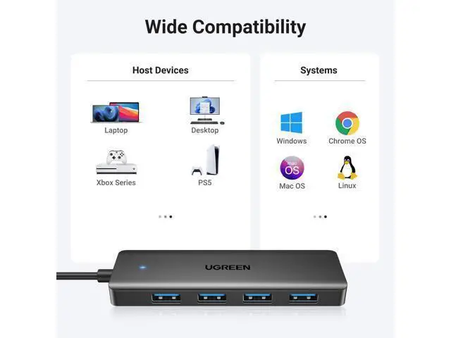 Alt view image 5 of 7 - UGREEN USB 3.0 Hub, 4 Ports USB A Splitter Ultra-Slim USB Expander for Mouse, Keyboard, Flash Drive, U Disk, Printer Compatible with Laptop, Desktop PC, Xbox, PS5, and More