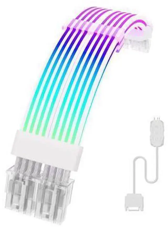 Main image of Vszerda 8 Pin RGB GPU Cable,2 x 8Pin (6+2) PCIE RGB PSU Cables 5V 3Pin ARGB Graphics Card Power Supply Extension - for PC Build,Four Sides Lighting Strips White Style
