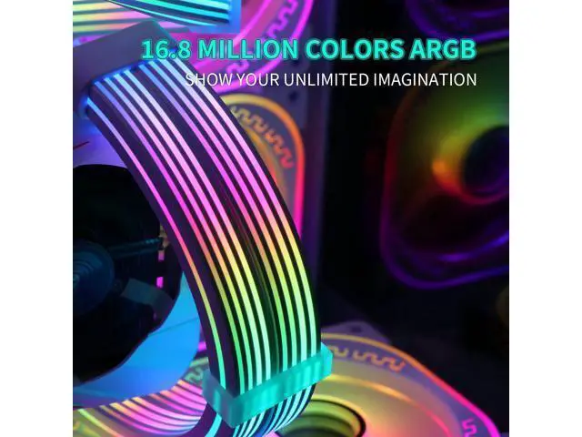 Alt view image 5 of 7 - Vszerda 8 Pin RGB GPU Cable,2 x 8Pin (6+2) PCIE RGB PSU Cables 5V 3Pin ARGB Graphics Card Power Supply Extension - for PC Build,Four Sides Lighting Strips White Style