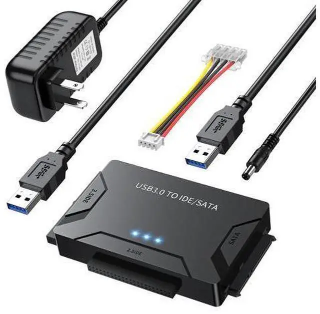 Main image of Vszerda Hard Drive Reader USB 3.0 & Type C to SATA IDE Adapter, Universal 2.5"/3.5" HDD/SSD Converter, One Touch Backup Function, Included 12V/2A Power Adapter
