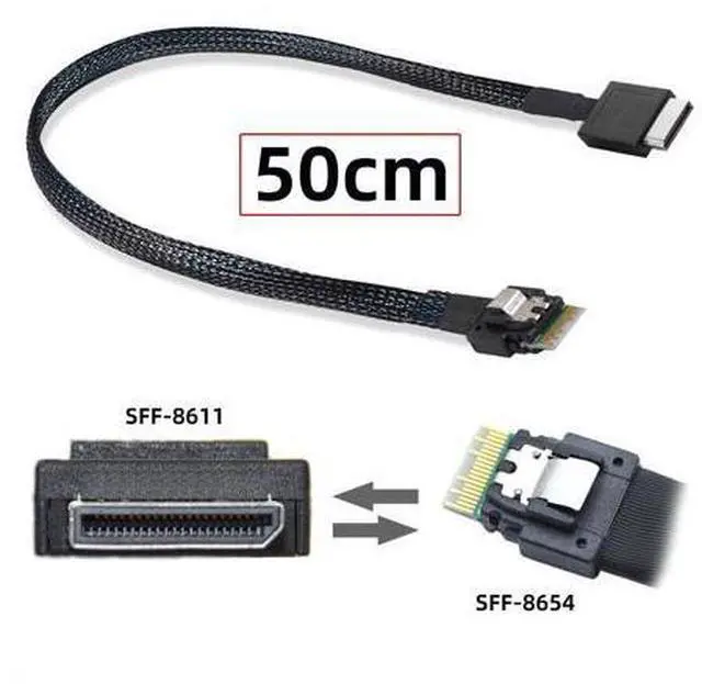 Alt view image 2 of 7 - Vszerda OcuLink PCIe 4.0 PCI-Express SFF-8611 4i to SFF-8654 Slimline SSD eGPU Data Active Cable External Graphics Card 50cm