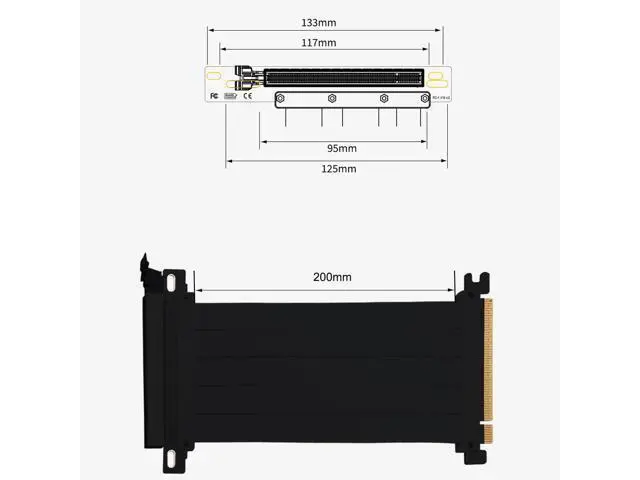 Alt view image 5 of 6 - Vszerda PCI-E 4.0 16X PCIe Extension Cable - 20CM (90 Degrees) Flexible High Speed Port Adapter