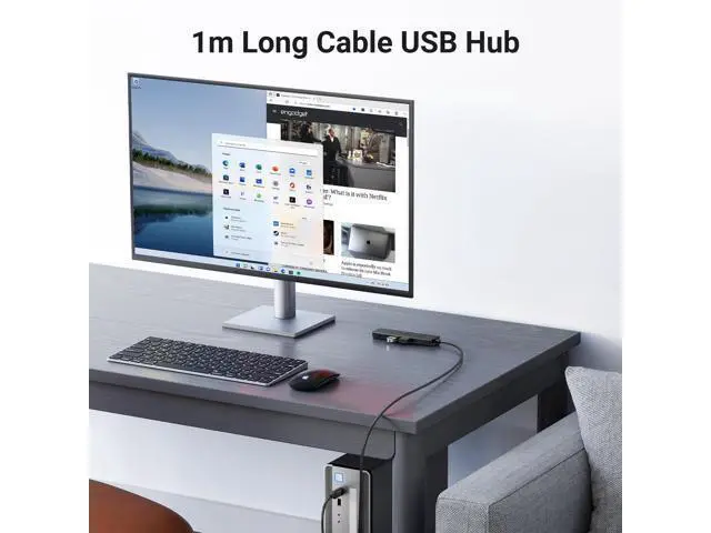 Alt view image 2 of 7 - UGREEN USB 3.0 Hub, 4 Ports USB A Splitter Ultra-Slim USB Expander for Mouse, Keyboard, Flash Drive, U Disk, Printer Compatible with Laptop, Desktop PC, Xbox, PS5, and More, 3.3ft