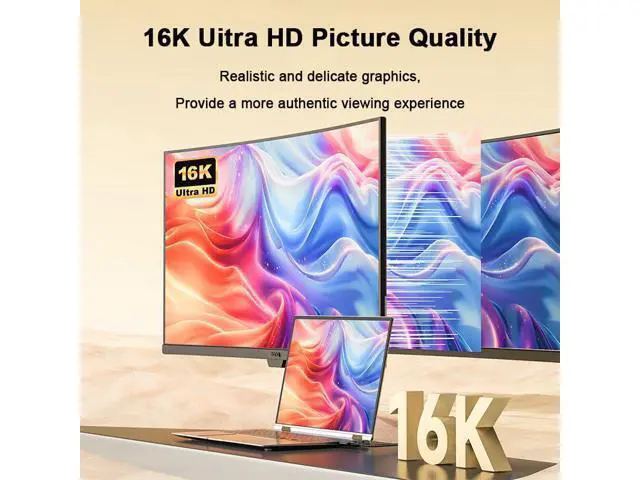 Alt view image 3 of 7 - Vszerda 16K HD 2.2 Cable 10FT, 80Gbps Certified Ultra High Speed 16K@60Hz 8K@120Hz 4K@480Hz HD Cord Support HDR, HDCP DSC 1.2a, Compatible FreeSync G-Sync Gaming Monitor 4090 7900xtx