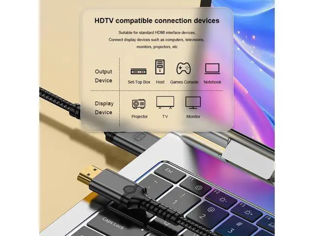 Alt view image 7 of 7 - Vszerda 16K HD 2.2 Cable 10FT, 80Gbps Certified Ultra High Speed 16K@60Hz 8K@120Hz 4K@480Hz HD Cord Support HDR, HDCP DSC 1.2a, Compatible FreeSync G-Sync Gaming Monitor 4090 7900xtx
