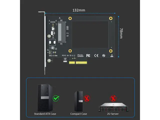 Alt view image 6 of 6 - Vszerda PU11 U.2 to PCIe 4.0 X4 Adapter for 2.5 Inch U.2 SSD, PCIe 4.0 X4 Full Speed