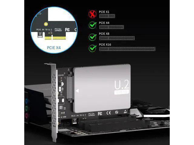 Alt view image 5 of 6 - Vszerda PU11 U.2 to PCIe 4.0 X4 Adapter for 2.5 Inch U.2 SSD, PCIe 4.0 X4 Full Speed