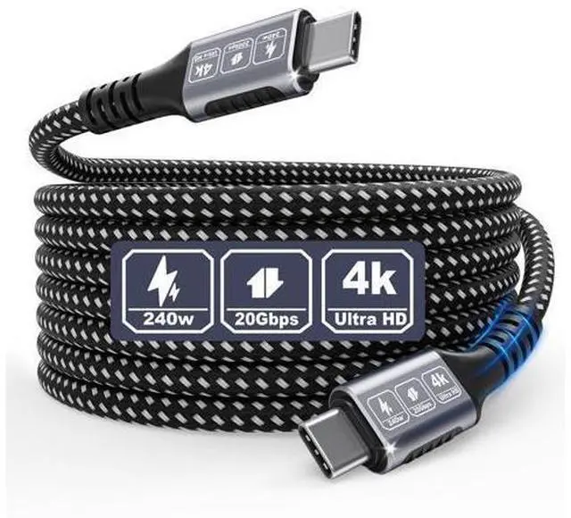 Main image of Vszerda 20FT/6M USB-C to USB-C 20Gbps Cable, 4K@60Hz Video, 240W PD Fast Charging, Durable Braided Nylon USB-C Cord for MacBook, Samsung Galaxy, iPad, iPhone 17/16/15