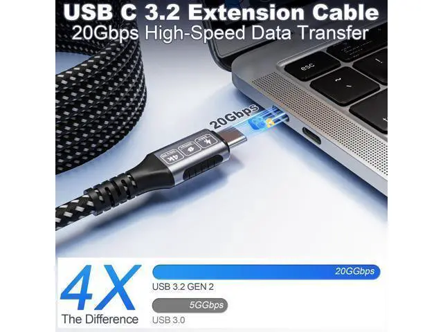 Alt view image 4 of 7 - Vszerda 20FT/6M USB-C to USB-C 20Gbps Cable, 4K@60Hz Video, 240W PD Fast Charging, Durable Braided Nylon USB-C Cord for MacBook, Samsung Galaxy, iPad, iPhone 17/16/15