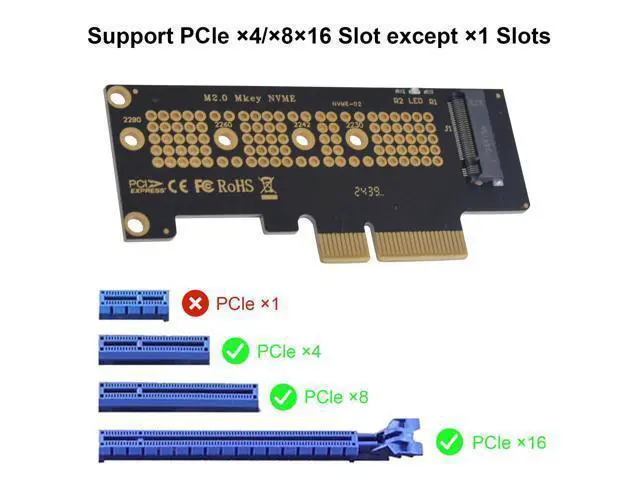 Alt view image 2 of 7 - Vszerda M.2 NVME to PCIe 4.0 x4 Adapter, NVME/AHCI SSD to PCIe Expansion Card, PCI-Express 4.0 x4 nvme Adapter Support 2230/2242/2260/2280 SSD for PCI-E X4 X8 X16 Slots
