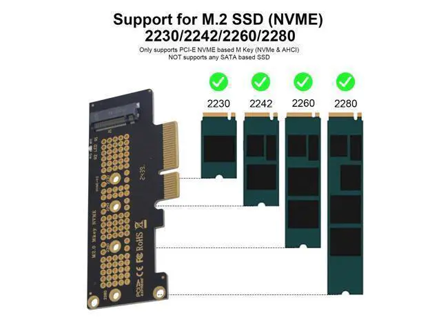 Alt view image 3 of 7 - Vszerda M.2 NVME to PCIe 4.0 x4 Adapter, NVME/AHCI SSD to PCIe Expansion Card, PCI-Express 4.0 x4 nvme Adapter Support 2230/2242/2260/2280 SSD for PCI-E X4 X8 X16 Slots