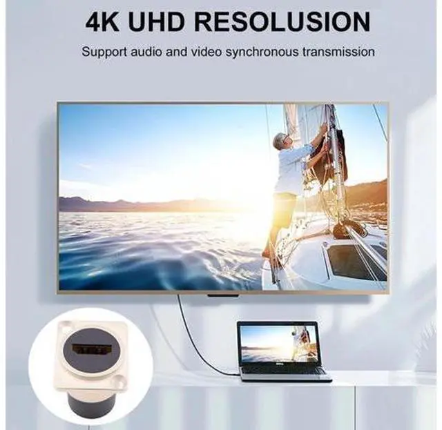 Alt view image 3 of 7 - Vszerda HDMI Panel Mount Connector, HDMI Panel Mount Pass Though Adapter Female to Female, 4K@60Hz D-Type Extension Bulkheld Adapter Socket, for TV, Laptop, PC, Monitor, DVD Player, 2-Pack