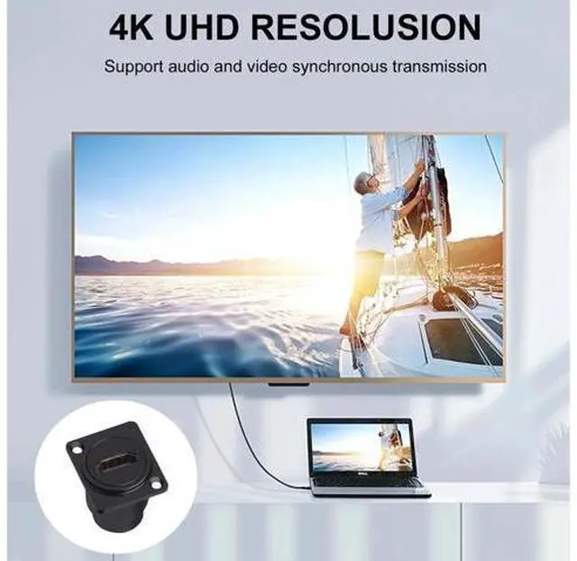 Alt view image 3 of 7 - Vszerda 2-Pack HDMI Panel Mount Coupler, HDMI Panel Mount Pass Though Adapter, Female to Female 4K@60Hz Extension Threaded Fixed D-Type Bulkheld Adapter, for TV Monitor Projector