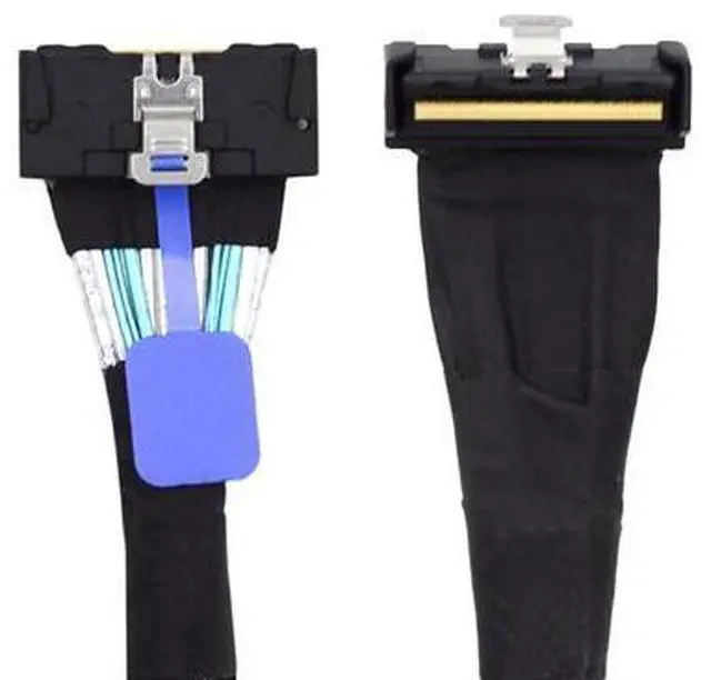 Main image of Vszerda PCI-E 5.0 Mini Cool Edge IO MCIO PCI-E MCIO 74Pin Male to Slimline SAS 8i 74Pin Male Extender Angled Cable 1.15ft