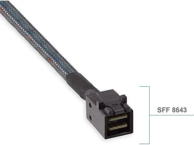 Alt view image 4 of 7 - Vszerda Mini SAS SFF-8643 to U.2 SFF-8639 Cable, PCIe 4.0 X4 85 Ohm with 15-Pin SATA Power for NVMe SSD Hot-Swap, 0.75~0.8m(2.46~2.62ft)