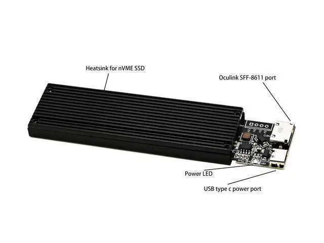 Alt view image 4 of 6 - Vszerda M.2 NVME PCIe 4.0 Extension Cable,NGFF M-Key PCIe SSD Extender Card with OCuLink SFF-8611 PCI-Express 4i Cable 50cms