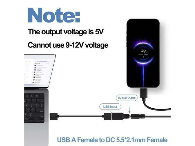 Alt view image 5 of 7 - Vszerda USB A to DC 5.5mm x 2.1mm Adapter DC 5521 Female to USB A Female Power Converter Connector Charger Adapter for Laptop Small Fan Smartphone LED Desk Lamp -5pcs