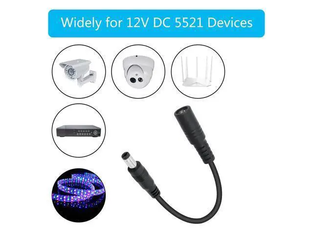 Alt view image 5 of 6 - Vszerda Short 12V DC Power Cord - 4 Inch, Female 5.5mm x 2.5mm to Male 5.5mm x 2.1mm Plug Charging Cable Extension, for Router, Speaker & Other DC 5521 Port Equipment (4Pcs)