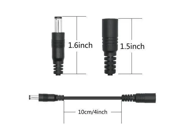 Alt view image 6 of 6 - Vszerda Short 12V DC Power Cord - 4 Inch, Female 5.5mm x 2.5mm to Male 5.5mm x 2.1mm Plug Charging Cable Extension, for Router, Speaker & Other DC 5521 Port Equipment (4Pcs)