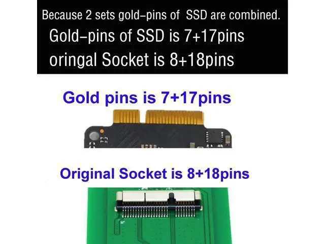 Alt view image 2 of 5 - Vszerda 26Pin to SATA Adapter Card,Compatible with SSD from 2012 Year MacBook Air/PRO Retina