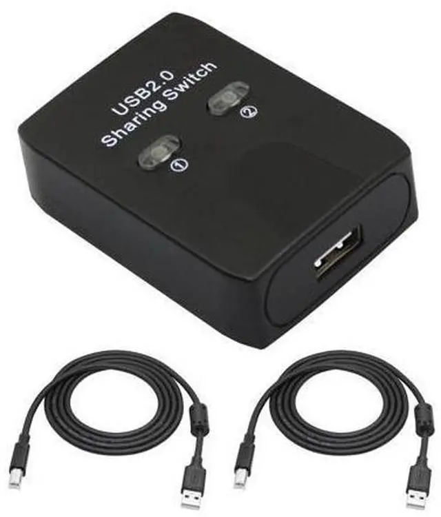 Main image of Vszerda USB 2.0 Printer Sharer Switcher, USB Type B Adapter 2 in 1 Out 2 Devices Shared 1 Printer Scanner with Manual Switcher and LED Light (Including 2Pcs 4.9FT USB Printer Cables)