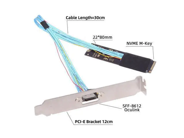 Alt view image 3 of 7 - Vszerda 2280 PCI-E4.0 M.2 M-Key Male to Oculink SFF-8612 SFF-8611 Host Cable 30cm with Bracket for NVME U.2 SSD eGPU External Graphics Card Dock