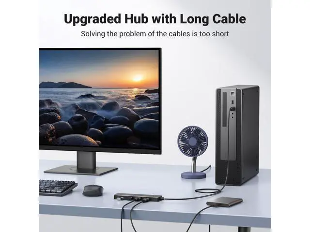 Alt view image 2 of 7 - UGREEN USB 3.0 Hub, 4 Ports USB A Splitter Ultra-Slim USB Expander for Mouse, Keyboard, Flash Drive, U Disk, Printer Compatible with Laptop, Desktop PC, Xbox, PS5, and More, 2ft