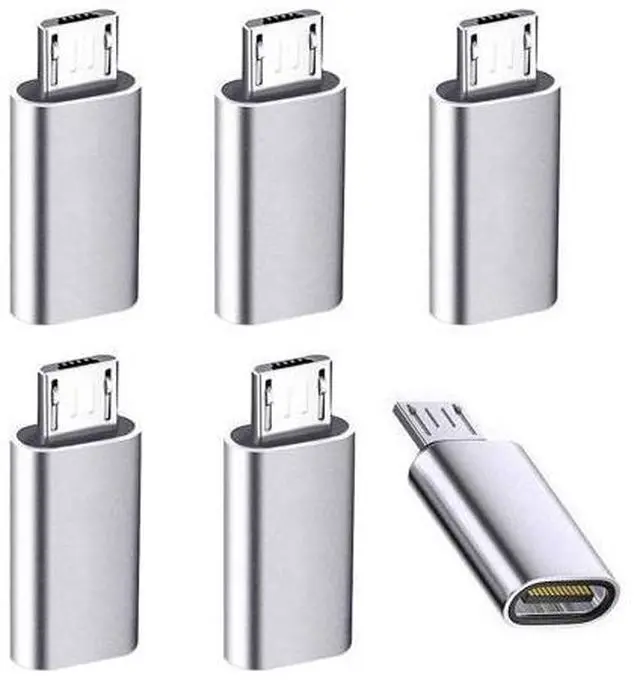 Main image of Vszerda 6Pack Micro USB to USBC Adapter, Type C Female to Micro USB Male Convert Connector Support Charge Data Sync Compatible with Nexus 5 6 Samsung Galaxy S7 S7 Edge, and More Devices (Silver)