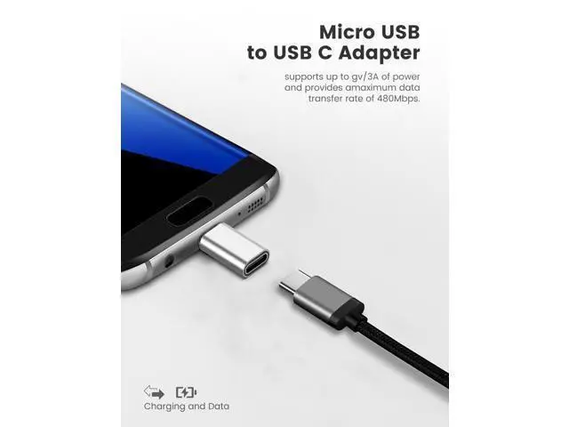 Alt view image 2 of 6 - Vszerda 6Pack Micro USB to USBC Adapter, Type C Female to Micro USB Male Convert Connector Support Charge Data Sync Compatible with Nexus 5 6 Samsung Galaxy S7 S7 Edge, and More Devices (Silver)