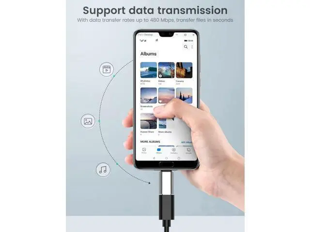 Alt view image 3 of 6 - Vszerda 6Pack Micro USB to USBC Adapter, Type C Female to Micro USB Male Convert Connector Support Charge Data Sync Compatible with Nexus 5 6 Samsung Galaxy S7 S7 Edge, and More Devices (Silver)