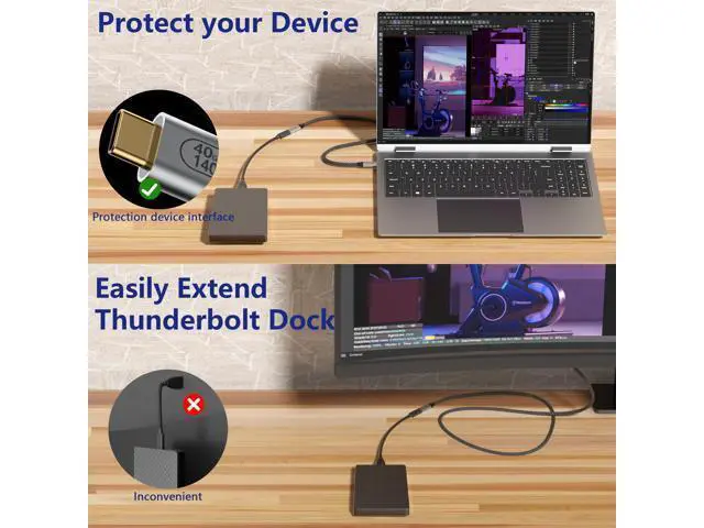 Alt view image 3 of 7 - Vszerda USB-C Male to Female Extra Long 10ft/3M USB4 Data Cable, Compatible Thunderbolt 4, 8K Video Transmission, 40Gbps Data Transfer, 140W PD Fast Charging