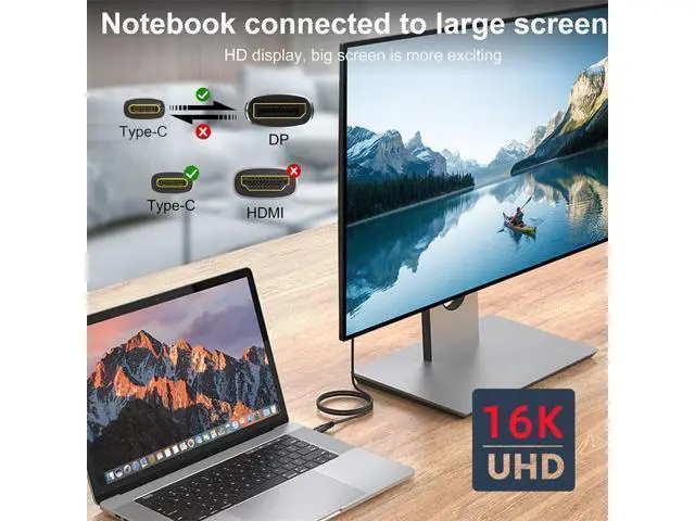 Alt view image 5 of 7 - Vszerda 16K 80Gbps USB-C Type C Source to DisplayPort 2.1 Cable DP Male Monitor HDTV Cord 16K@30Hz DSC HDR Support USB4 Thunderbolt3/4 for Laptop 2.0m/6.56ft