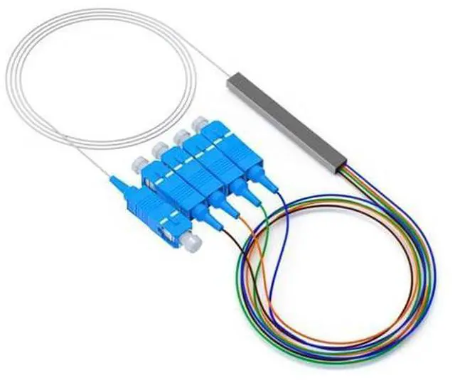 Main image of Vszerda Fiber Optical Splitter, SC UPC 1X4 PLC Singlemode Fiber Optical Splitter, Telecom-Grade 0.9mm G657A1 Singlemode Fibe Pigtail 1260/1650nm. 1M/3.3FT.