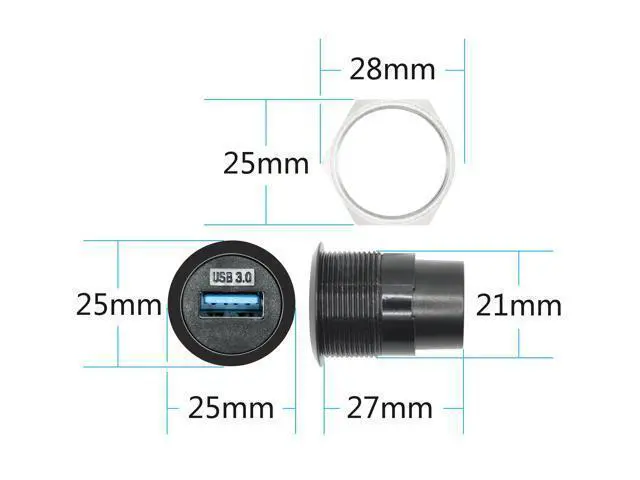 Alt view image 7 of 7 - Vszerda 2Pcs USB 3.0 Panel Mount Connector Socket, USB A Female to Female Fixed Pass Through Module with Dustcap, USB 3.0 High Speed Data Extension Coupler Adapter