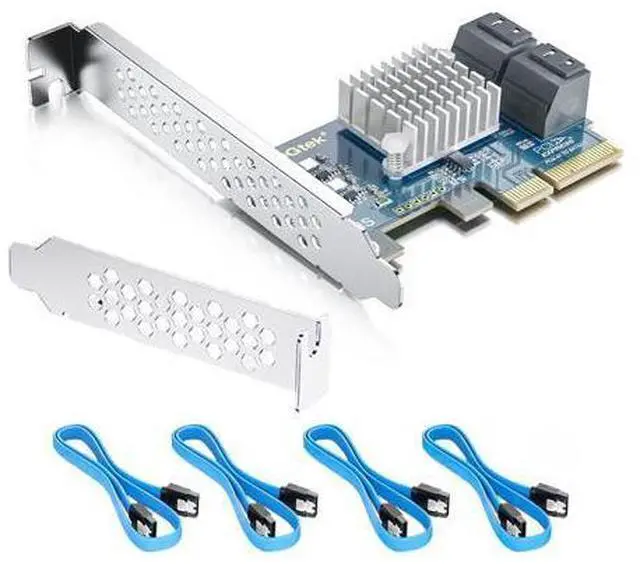 Main image of Vszerda 4-Port PCIe SATA Expansion Card, 6Gbps SATA III Controller with 4 Cables & Low Profile Bracket, PCIe x4, Support 4 Devices for PC/Server/NAS