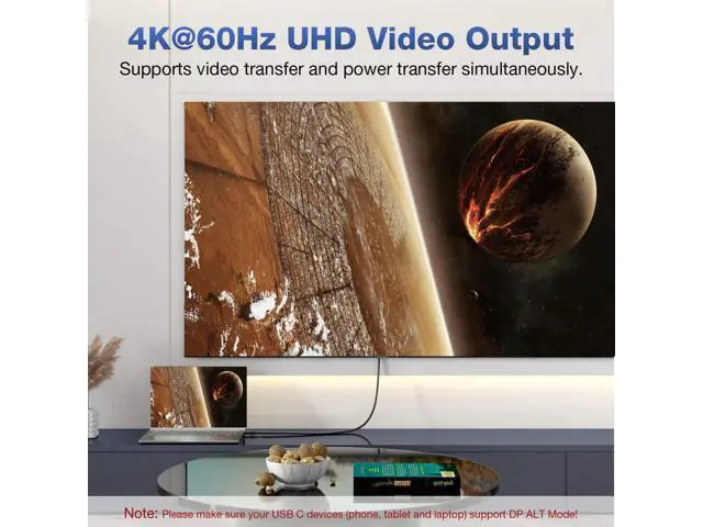 Alt view image 4 of 7 - Vszerda USB C 3.2 Gen 2 Cable, 16.5FT 20Gbps Type C 4K@60Hz UHD Video 5A/240W PD3.1 Fast Charge Compatible with Thunderbolt 3/4 for Phone 15Pro MacBook Monitor 5M