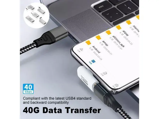 Alt view image 2 of 7 - Vszerda USB C Extension Adapter, 40Gbps Data, 140W Power, 8K Video, 90 Degree USB C Adapter Support for Thunderbolt Devices, Notebook, Tablet & Phone, in White, 5 Pack