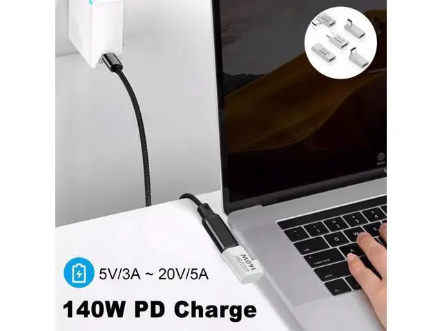 Alt view image 3 of 7 - Vszerda USB C Extension Adapter, 40Gbps Data, 140W Power, 8K Video, 90 Degree USB C Adapter Support for Thunderbolt Devices, Notebook, Tablet & Phone, in White, 5 Pack