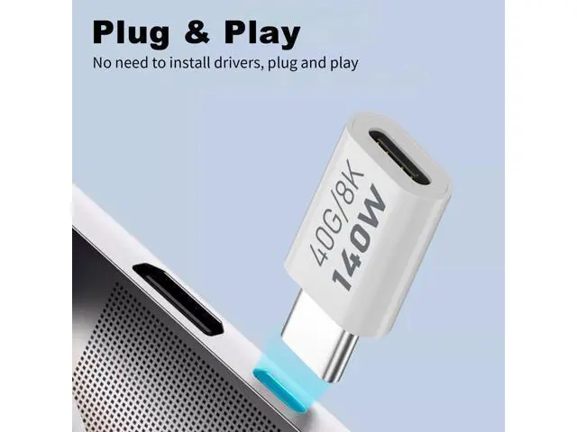 Alt view image 6 of 7 - Vszerda USB C Extension Adapter, 40Gbps Data, 140W Power, 8K Video, 90 Degree USB C Adapter Support for Thunderbolt Devices, Notebook, Tablet & Phone, in White, 5 Pack