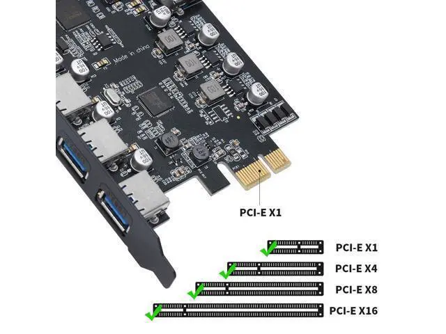Alt view image 2 of 6 - Vszerda PCIe to USB 3.0 5X USB-A and 2X USB-C Ports Expansion Card,PCI Express Internal USB 3 Hub Converter for Desktop PCS Riser Card