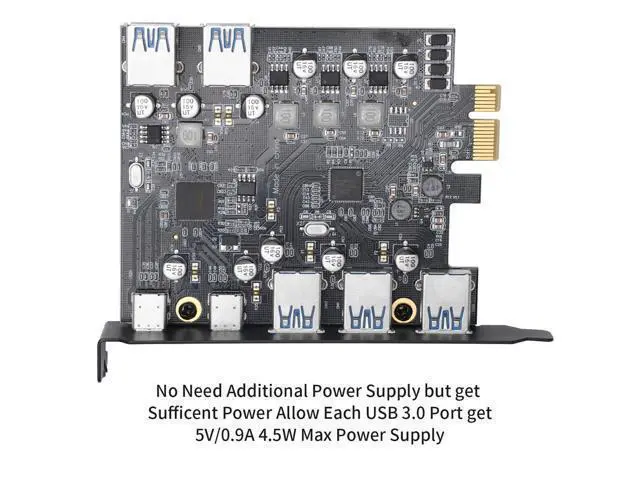 Alt view image 3 of 6 - Vszerda PCIe to USB 3.0 5X USB-A and 2X USB-C Ports Expansion Card,PCI Express Internal USB 3 Hub Converter for Desktop PCS Riser Card