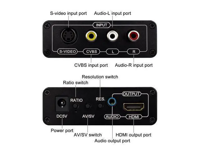 Alt view image 2 of 7 - 3RCA AV CVBS Composite & S-Video R/L Audio to HDMI Converter Adapter with 4 : 3/16 : 9 Aspect Ratio Switch /3.5mm Audio / 480P/576P/720P/1080P Output Switch for VHS/VCR/DVD Player to View on HDMI TVs