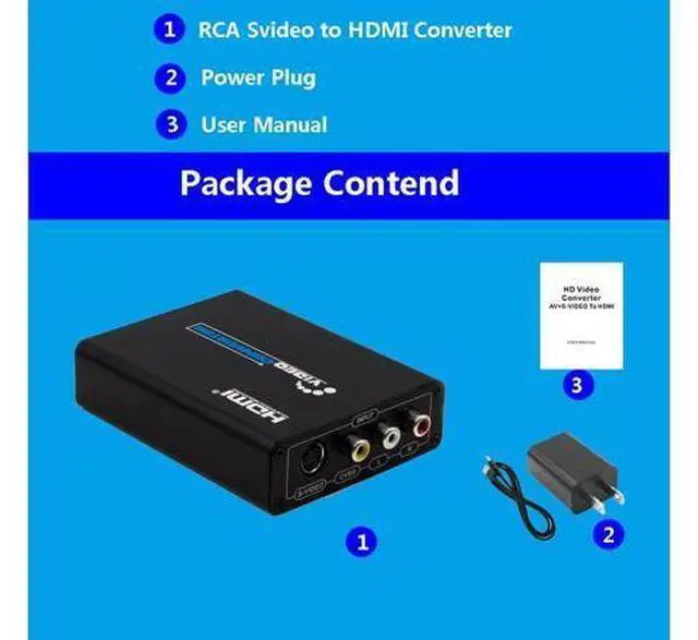 Alt view image 7 of 7 - 3RCA AV CVBS Composite & S-Video R/L Audio to HDMI Converter Adapter with 4 : 3/16 : 9 Aspect Ratio Switch /3.5mm Audio / 480P/576P/720P/1080P Output Switch for VHS/VCR/DVD Player to View on HDMI TVs